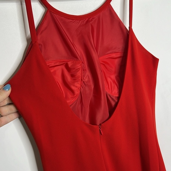 Calvin Klein Red Halter Neck Maxi Formal Sexy Gown Dress - Picture 4 of 7